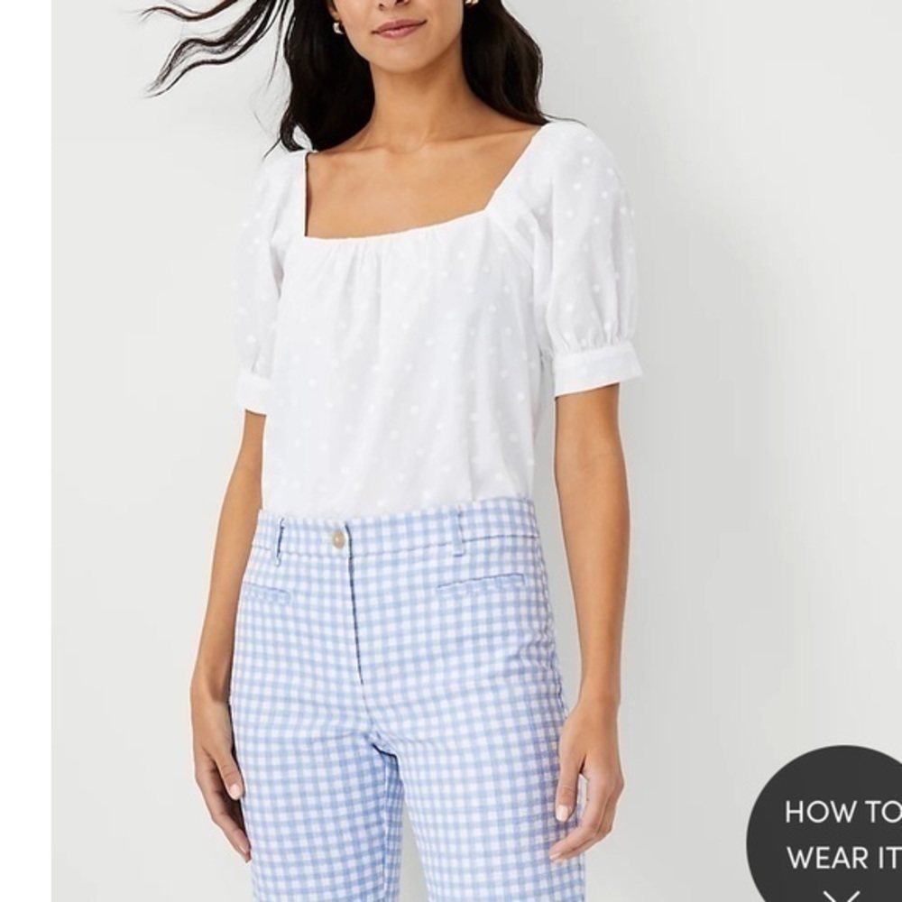 Ann Taylor SQUARE NECK PUFF SLEEVE TOP